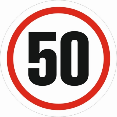 Indicator Semnalizare Limitare viteza 50, autocolant diametru 120mm